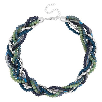 Green and blue beaded twist necklace